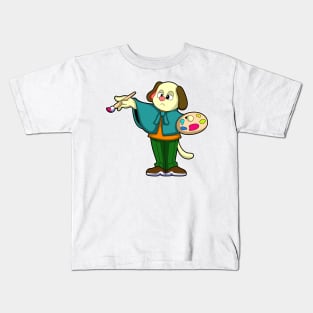 Dog as Painter with Brush & Paint Kids T-Shirt